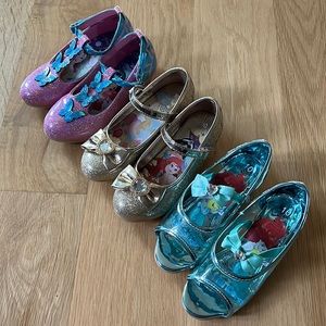 3 pr Disney heels 10 toddler sparkly Ariel Mulan Belle Jasmine Cinderella Aurora